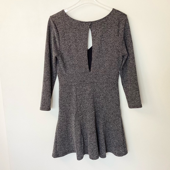 NWT Free People Heartstopper 3/4 Sleeve V-Neck Tweed Mini Dress - Black - L - Picture 5 of 9